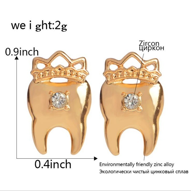 Anting Tusuk Bentuk Gigi Bahan Sterling Silver 925 Hias Berlian Imitasi Untuk Wanita