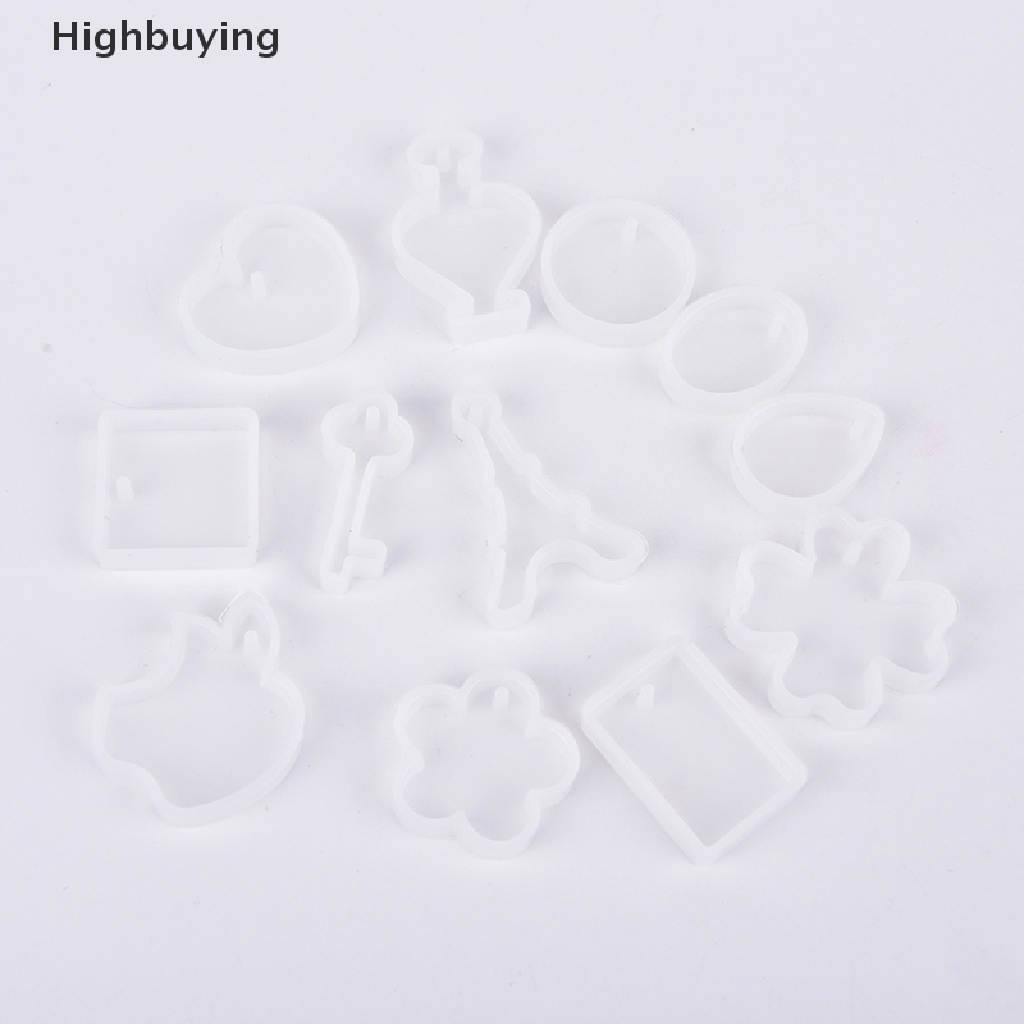 Hbid 12Pcs / set Cetakan Resin DIY Bentuk Kunci / Tetesan Air Bahan Silikon Untuk Membuat Perhiasan