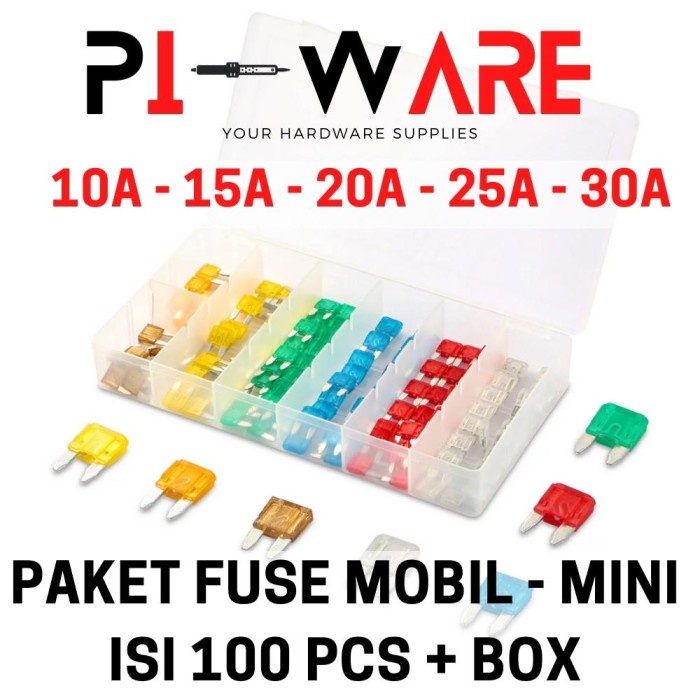 Sekring Fuse Mini Blade Mobil Motor 100Pcs 5 Ukuran Plus Box