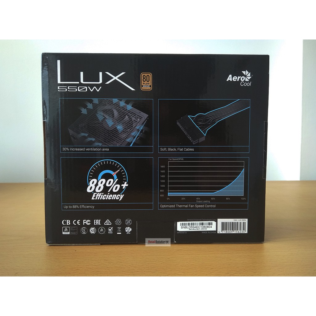 PSU Aerocool Lux 550W - 80+ Plus Bronze Power Supply