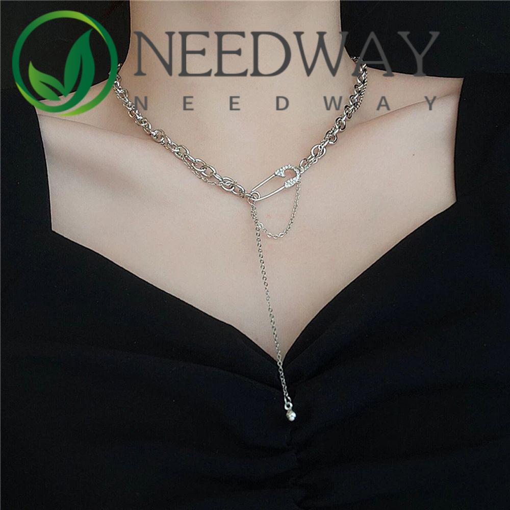 Kalung Choker Rantai Klavikula Kristal Geometris Bahan Zinc Alloy Warna-Warni Gaya Korea Untuk Wanita