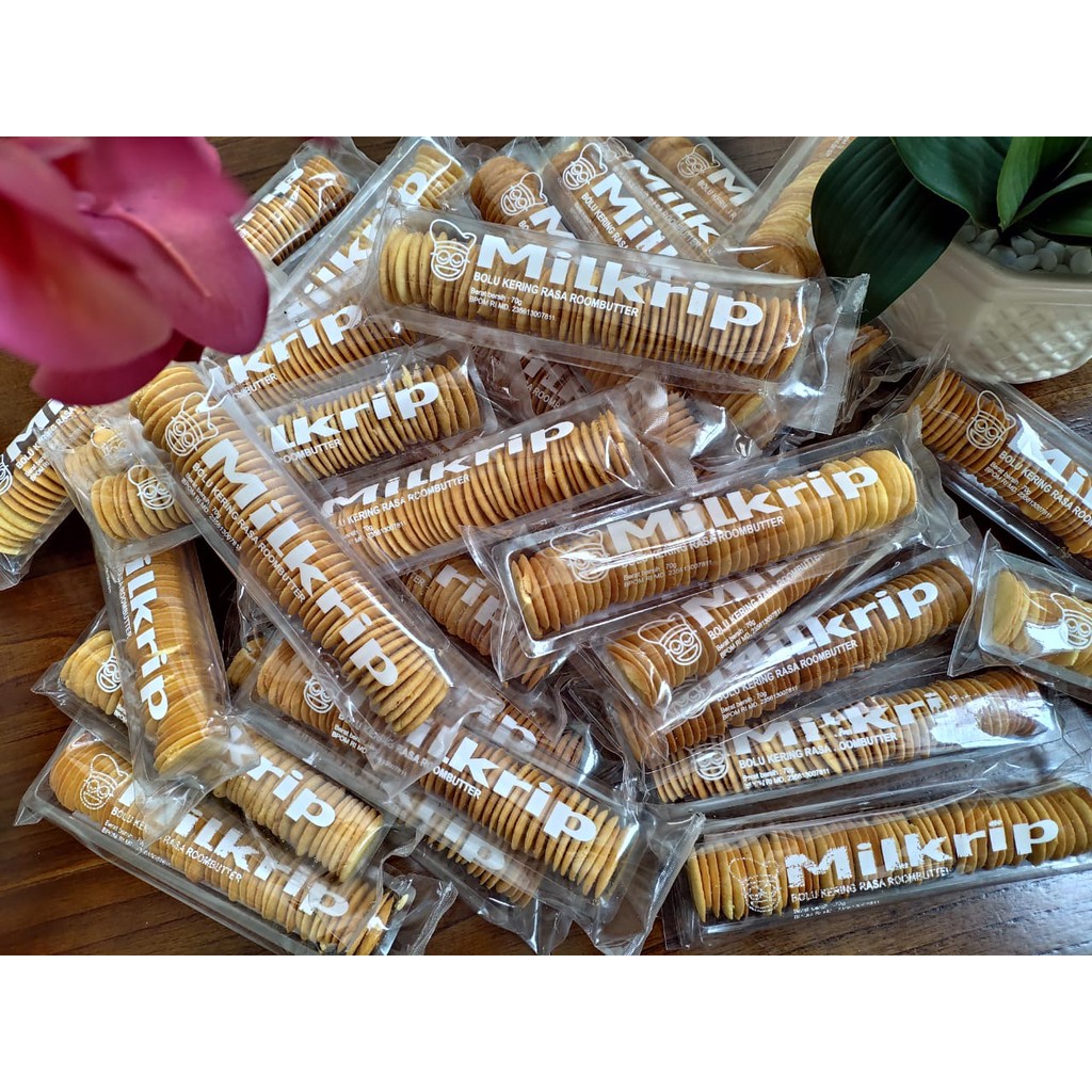 

[30PCS / 1 DUS] MILKRIP Bolu Kering Bulat Rasa Roombutter Cookies 70gr/pcs Manalagi Food