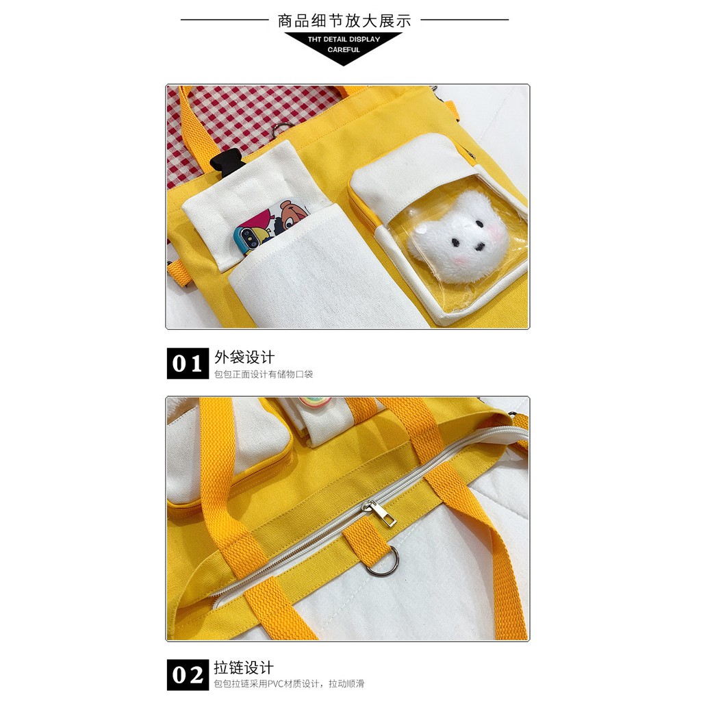 TC-62 tas canvas ransel selempang wanita 2 in 1 import korea jepang bear beruang