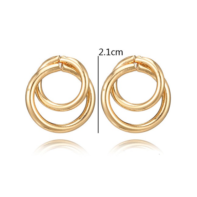 LRC Anting Tusuk Fashion Gold Color Circular Ring Decorated Pure Color E9359X