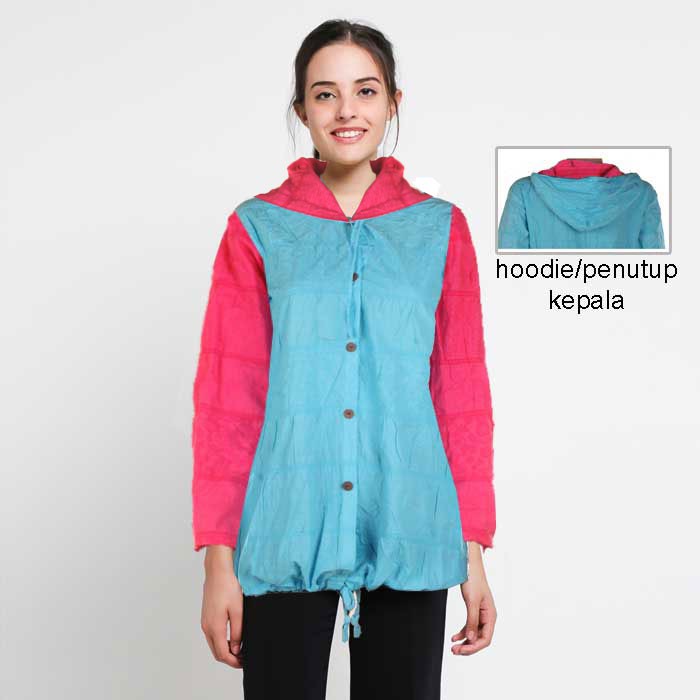 Blus Tunik Embos Dengan Hoodie