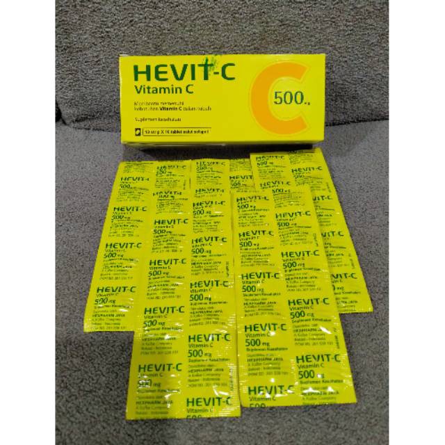 1 Strip 10 Tablet Hevit C Vitamin C 500mg Murah Multivitamin dan Suplemen Kesehatan