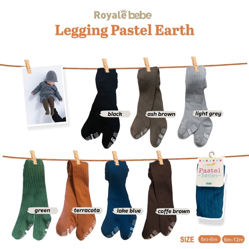 Royale Bebe Legging Bayi Earth Tone | Legging Bayi Lil Me Pastel Earth