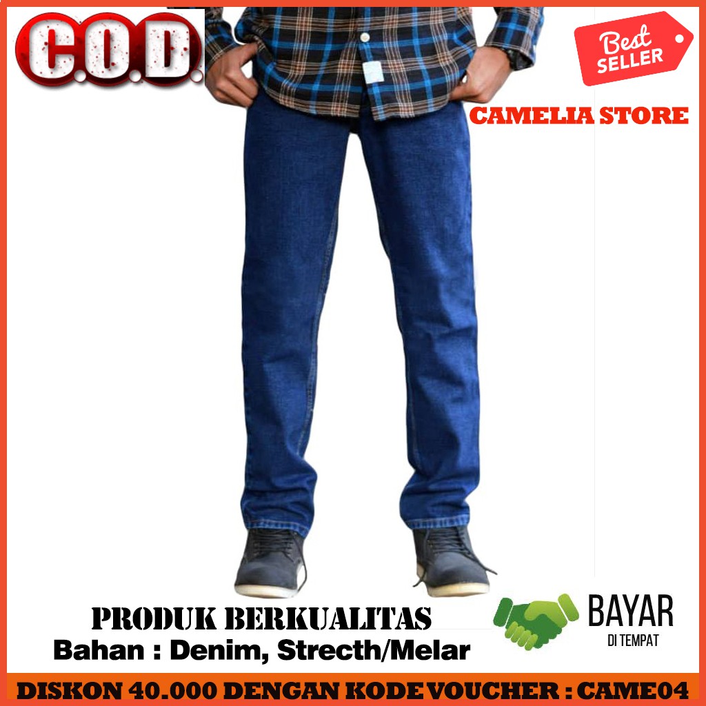 Celana Jeans Pria Streach laki laki Distro Celana Panjang Premium Bisa COD K4X8 Denim ukuran sampai