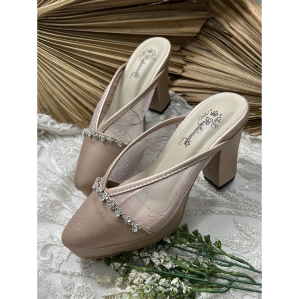 sepatu wanita Alexna rosegold 9cm tahu