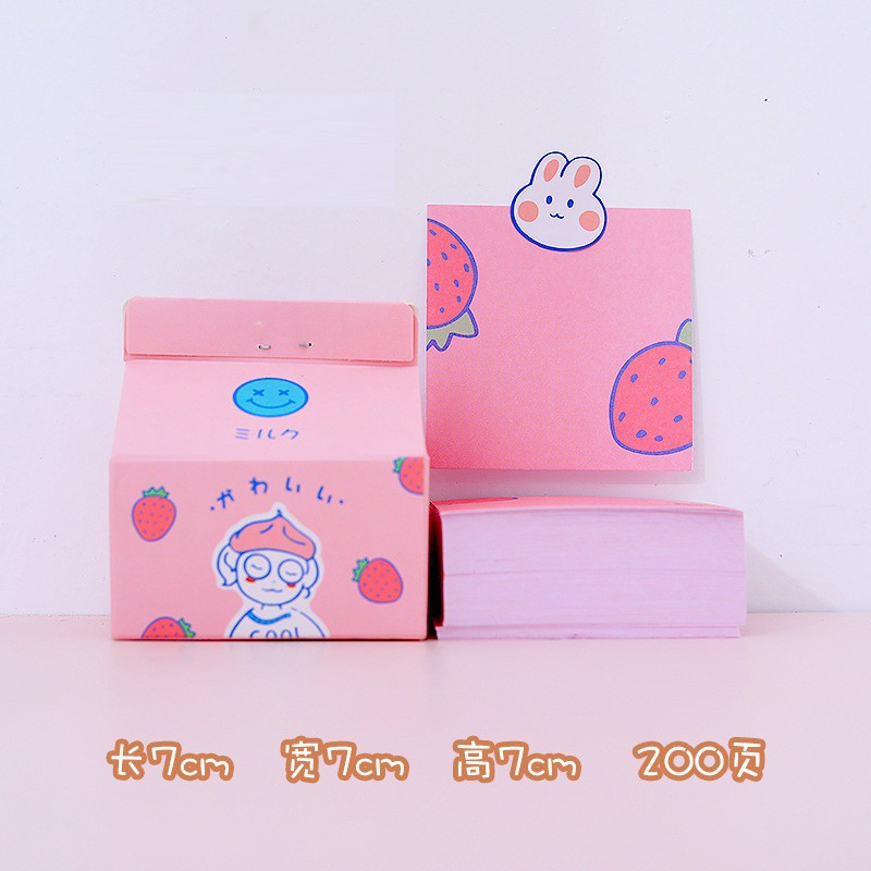 [DZ] ST284 - Box Memo Notes / Sticky Note Kotak Susu Kreatif Portable-9. Gadis Strawberry
