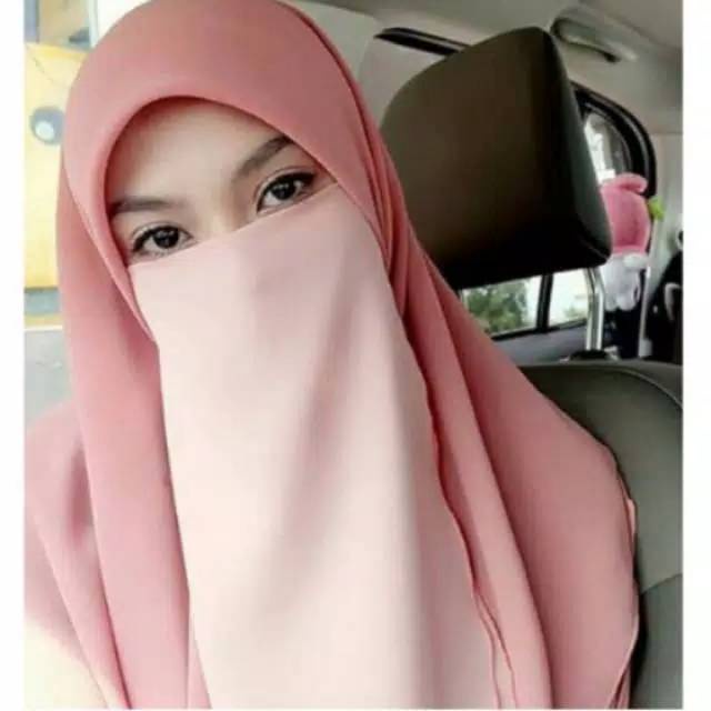 CADAR TALI 2 LAYER DIAMOND CREP NIQAB NIQOB TANPA JAHITAN BAWAH MATA | BISA COD