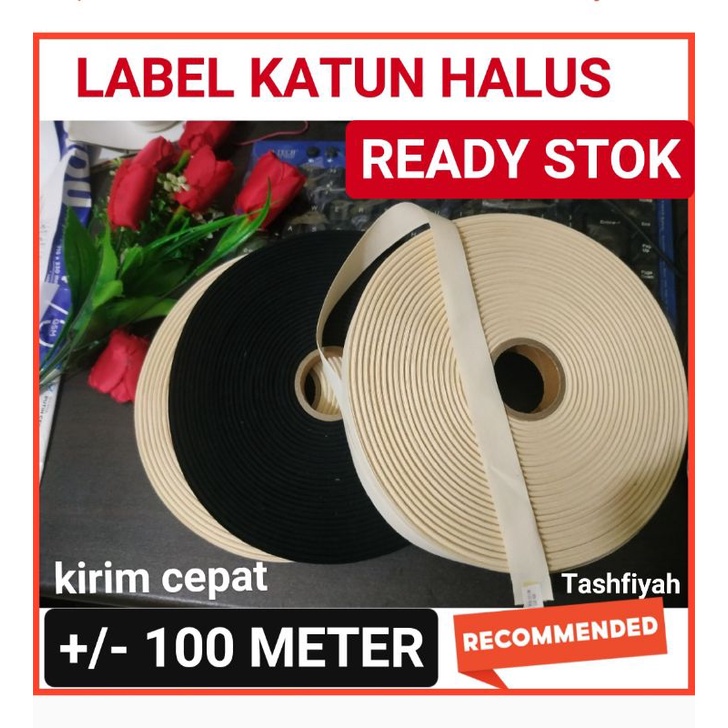 

Label katun polos pita label katun 1cm krem hitam 100 meter
