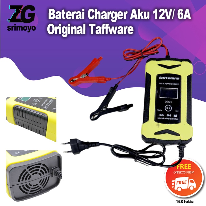Baterai Cas Aki 12V/ 6A Original Taffware - Intelligent Baterai Charger Aki Motor Mobil