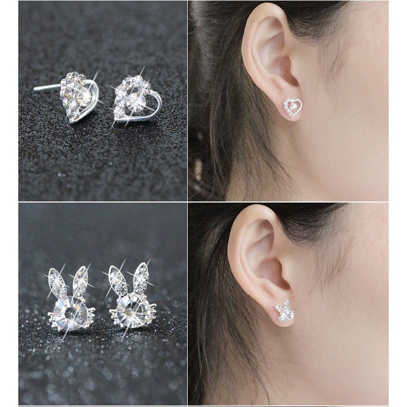 Fashion Crystal Heart Stud Earrings for Women Jewelry Star Earings Jewelry Accessories Gifts