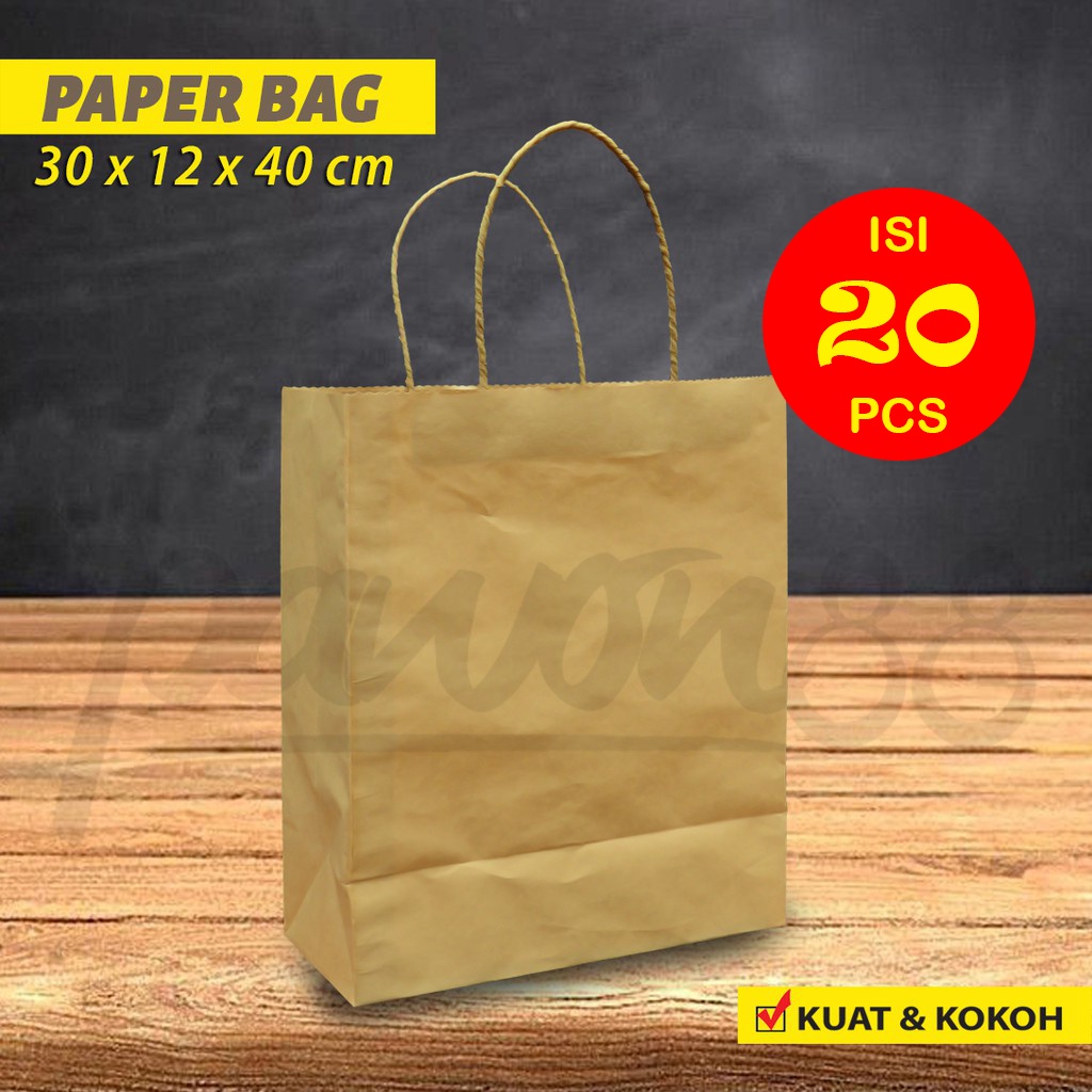 

Paper Bag Polos - Paper Bag KRAFT COKLAT - 30x12x40 cm (20 pcs)