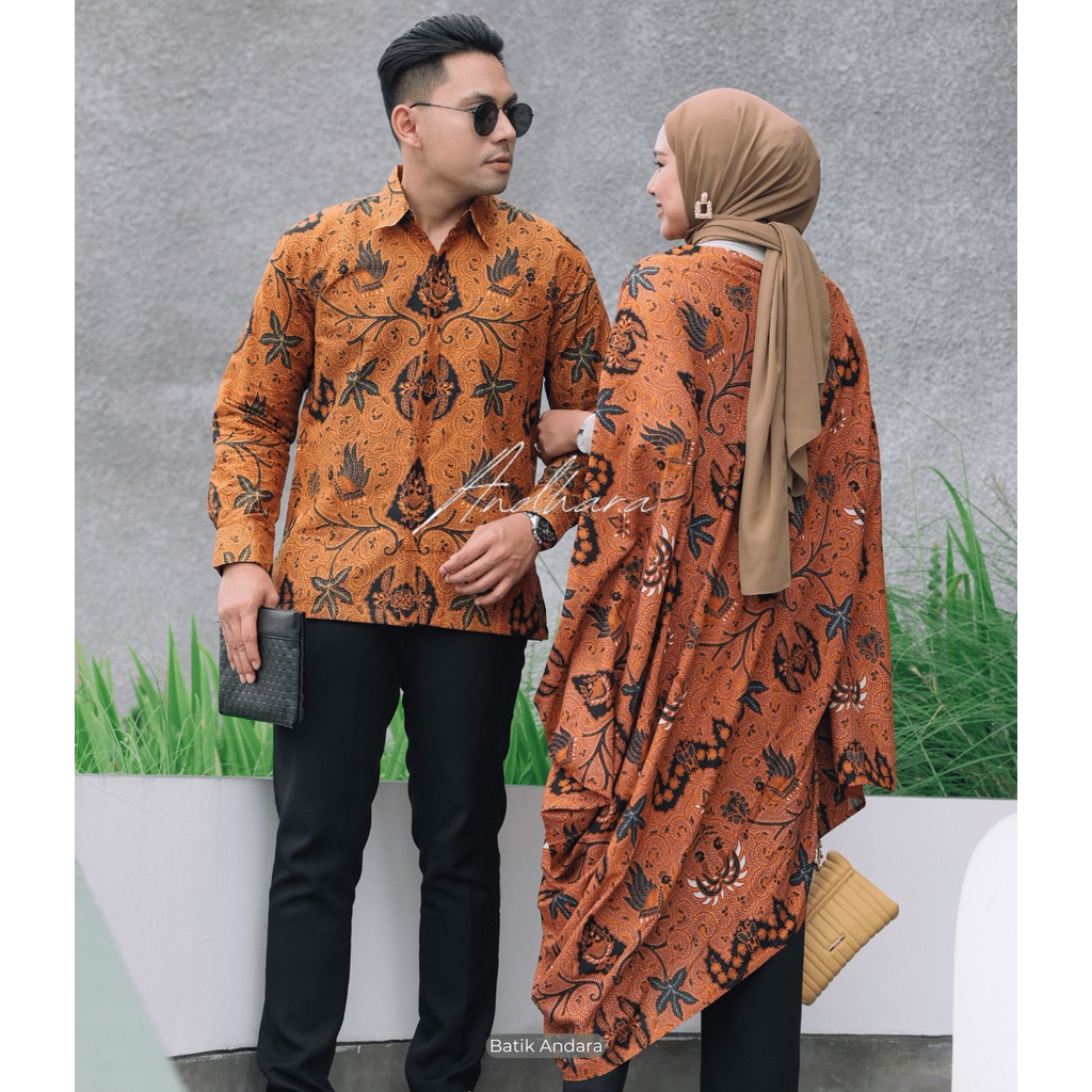 Batik Couple Modern Kondangan Keluarga Set Kaftan Paris CPL WAHYU SOGAN