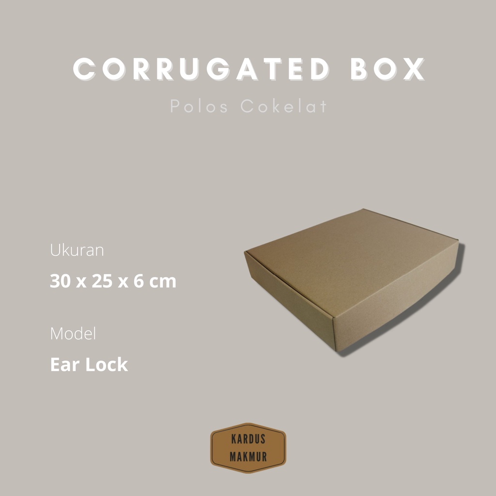 

size 30x25x6cm , Box Earlock corrugated eflute premium diecut kokoh untuk packaging hampers kado