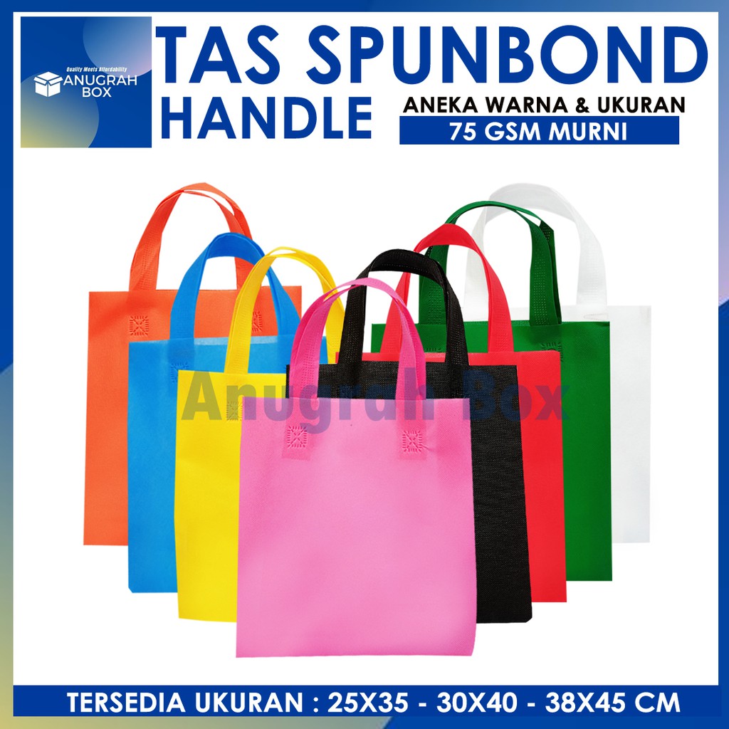 

TAS SPUNBOND HANDLE 38x45 cm GOODIEBAG SOUVENIR tas kain polos aneka warna 75gsm