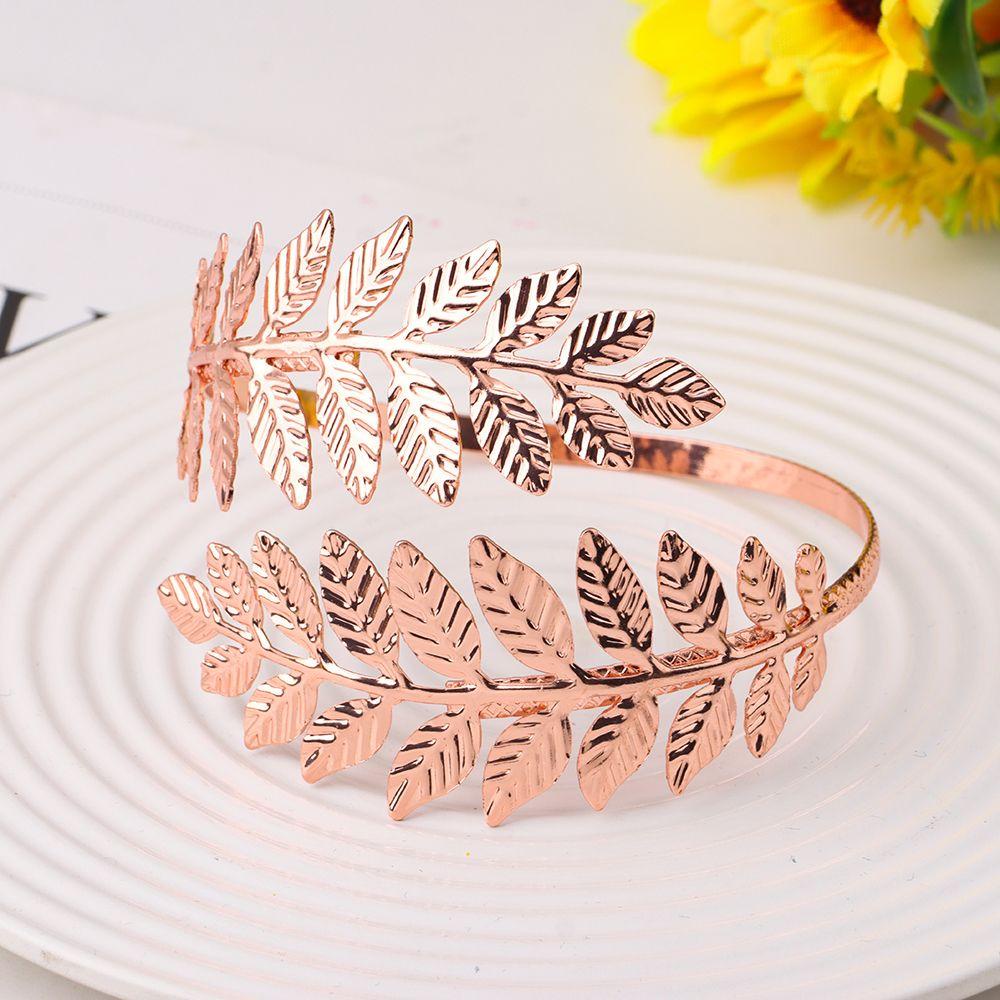 Preva Laurel Leaf Gelang Bohemian Wanita Daun Logam Perhiasan Rantai Lengan