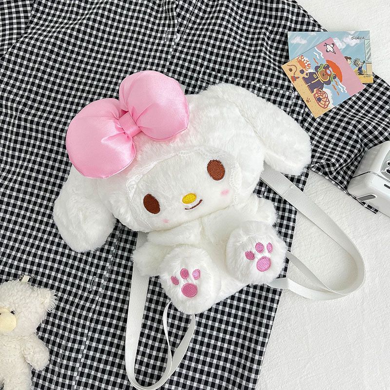 Tas Ransel Wanita Bulu Boneka SHanryio Character Contestants MY MELODY Multifungsi Bisa Ransel + Selempang / Backpack Wanita Bulu Empuk Halus Lucu Imut Gemoy Karakter Kartun Sanrio My Melody