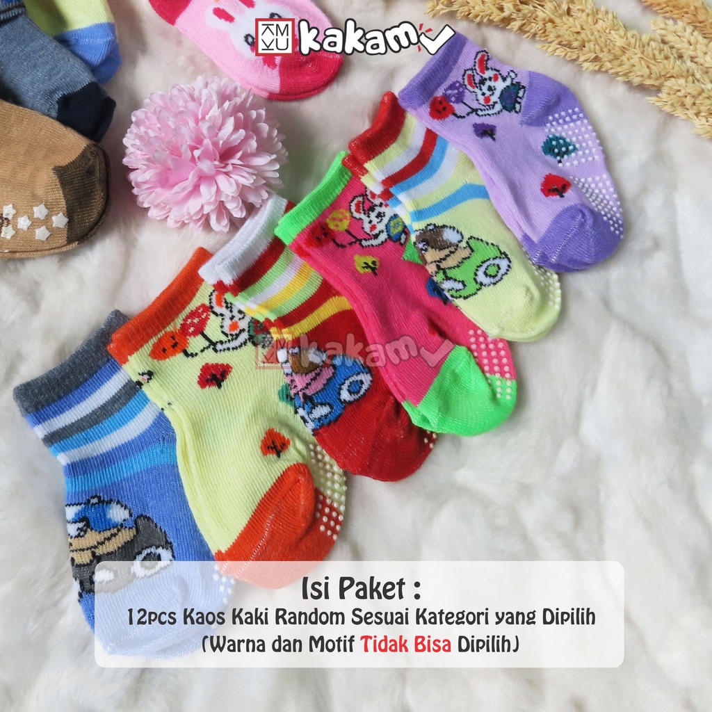 Kakamu Paket Kaos Kaki Bayi Boneka Motif Karakter Mix 12pcs