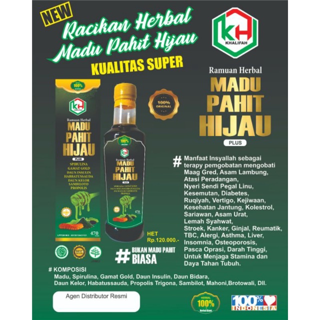 Madu Pahit Super Plus Spirulina Daun Insulin Gamat Gold Khalifah