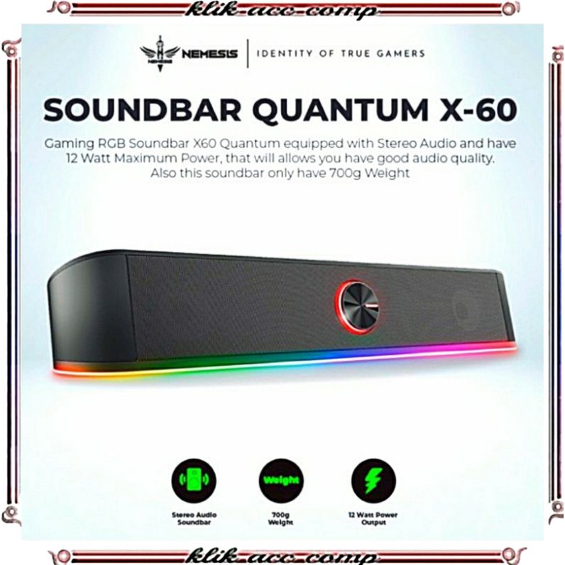 Speaker Gaming Stereo Sounbar Gaming RGB NYK X60 Quantum - Hitam