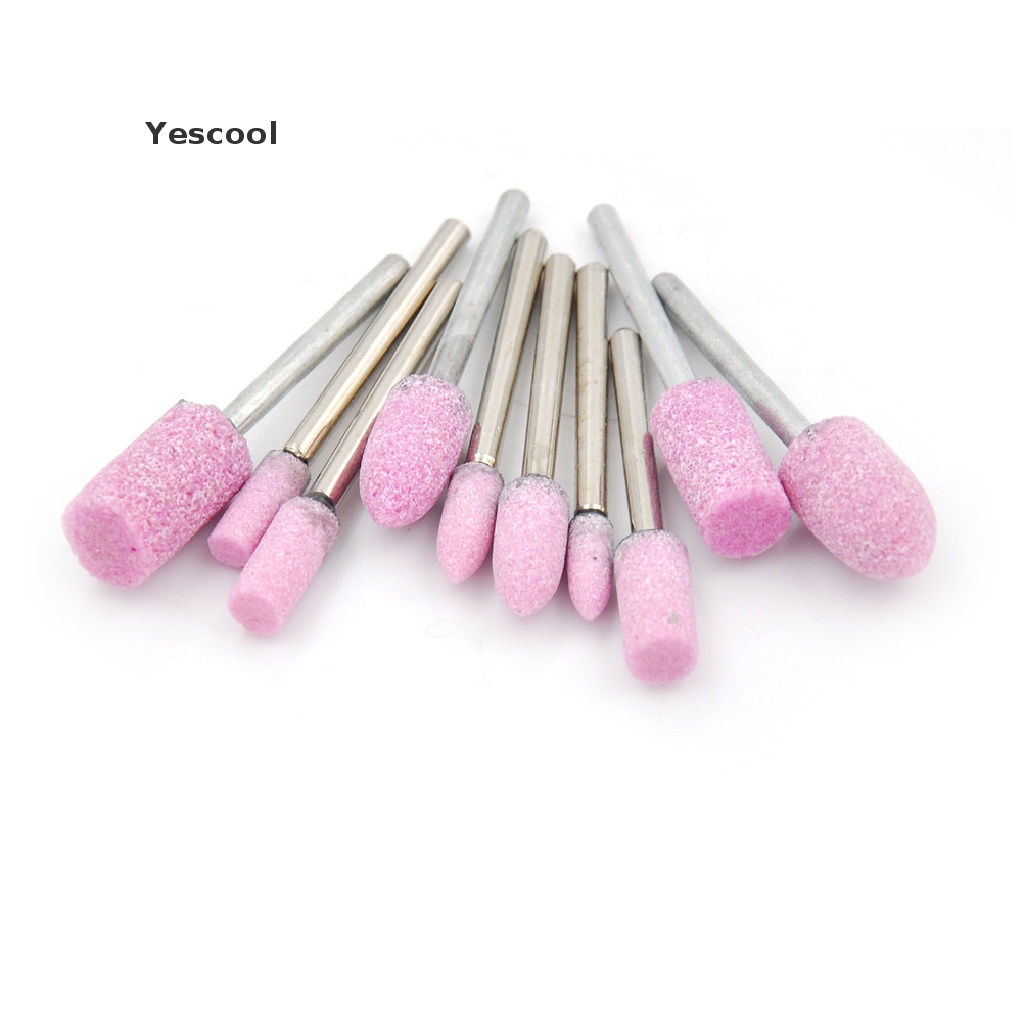 Yescool 10pcs Roda Gerinda Bahan Batu Abrasif Warna Pink