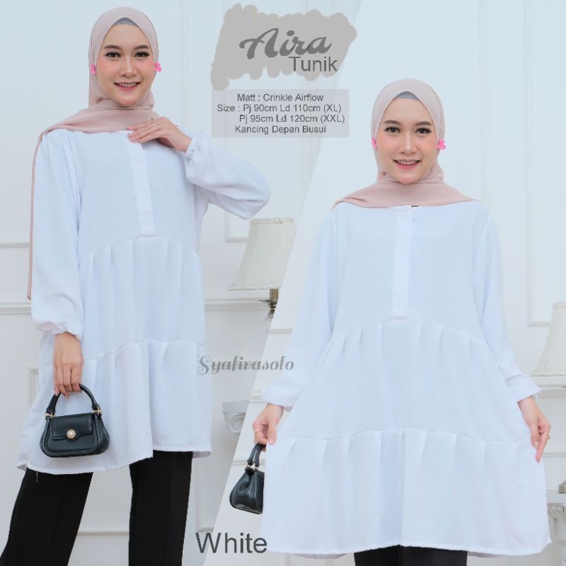 PROMO AIRA TUNIK/ATASAN REMPEL WANITA RAYON POLOS (M,L,XL,XXL,XXXL)