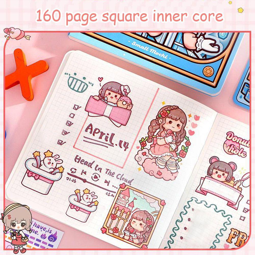 Set Buku Besar Tangan Nanas Kreatif Mini Gadis Jantung Stiker Tape Bahan Buku Diary