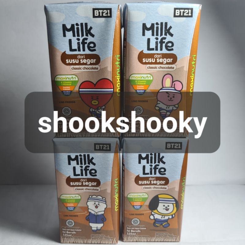MILK LIFE X BT21 RASA CLASSIC CHOCOLATE 125 ML RJ TATA CHIMMY CHOOKY BTS
