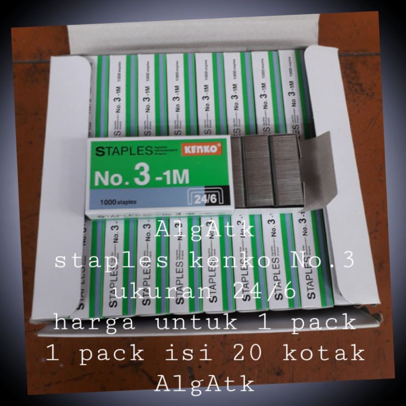 

staples kenko No.3 harga untuk 1 pack,isi 20 kotak