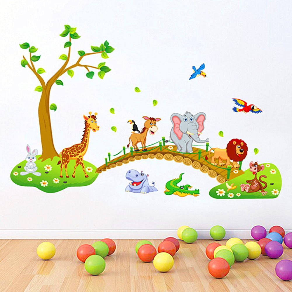Evaluvgreen Wall Sticker Jembatan Animal Ukuran XL Stiker Dinding Wallpaper Dinding ABC1041 AY9245