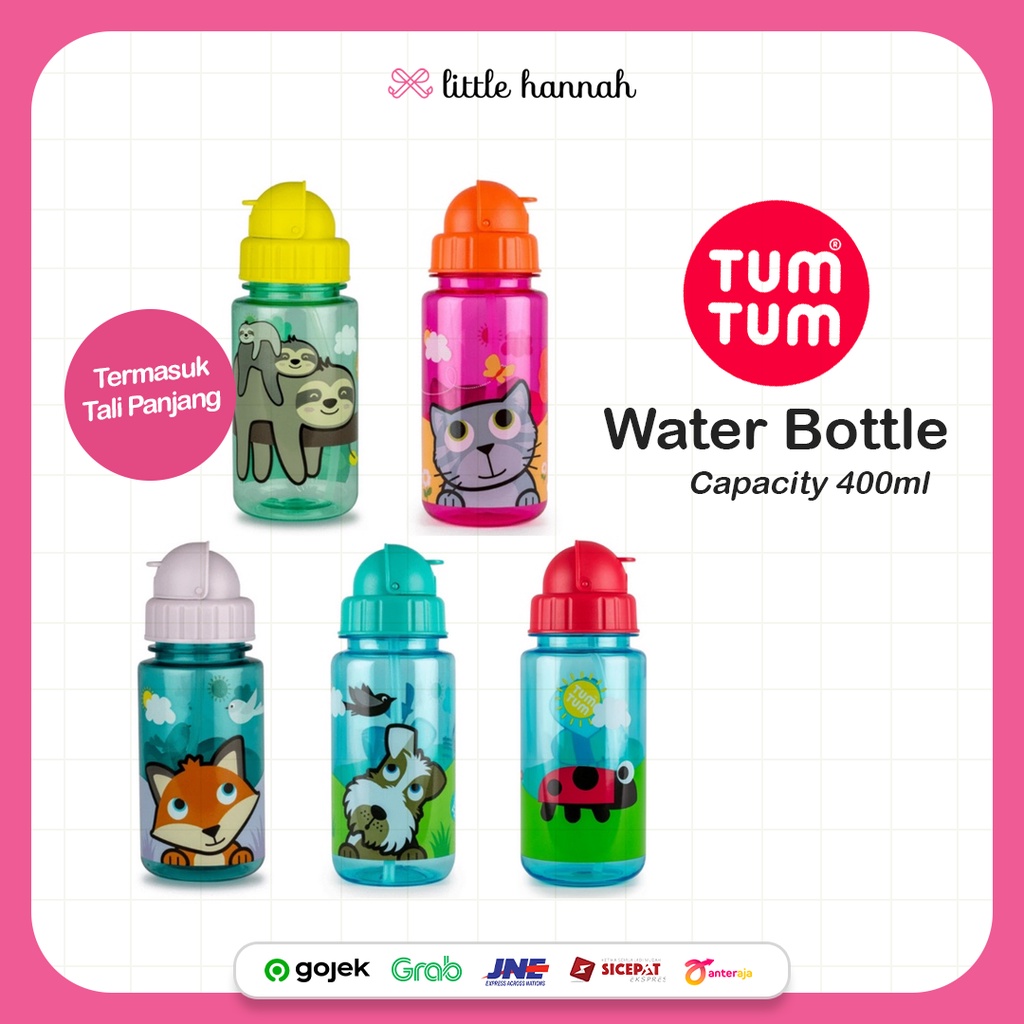 TUMTUM Water Bottle / Botol Minum Anak dengan Tali Panjang / Botol Minum Anak Sekolah TK