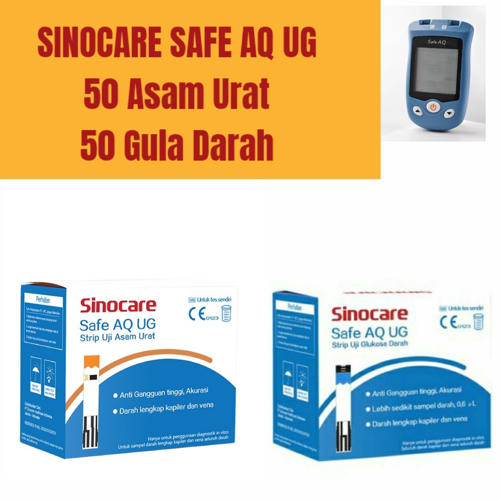 Sinocare Safe AQ UG Strip Cek Gula Darah dan Asam Urat tidak untuk Sinocare Safe Accu , Safe Accu 2, Safe AQ Smart, atau merk lain