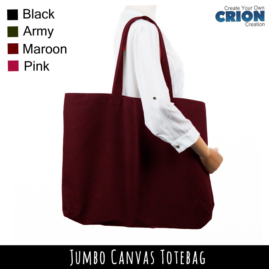 Totebag Canvas Jumbo Polos Premium - Tas Belanja Besar by Crion