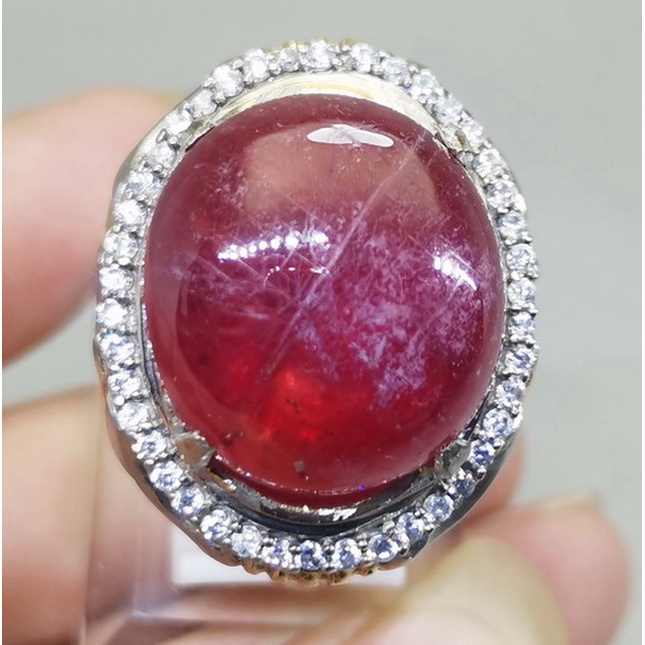 Cincin Batu Akik Asli Rubi  Merah Delima