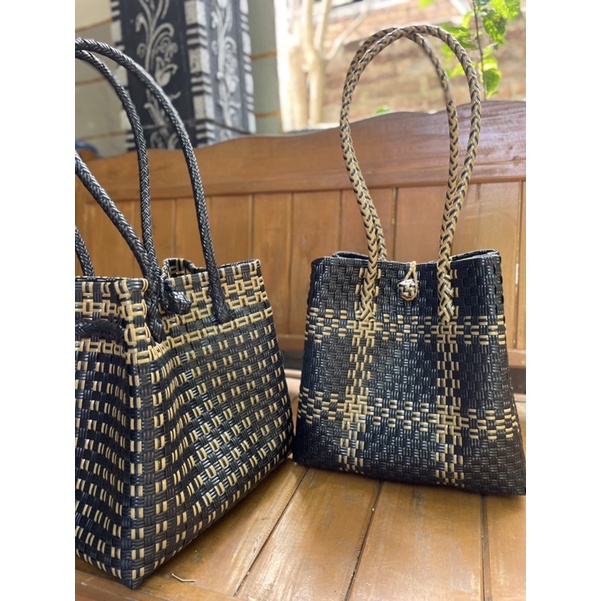 MAJID - Tas Jali Hitam Gold Premium Termurah / Tote Bag Ready Stok