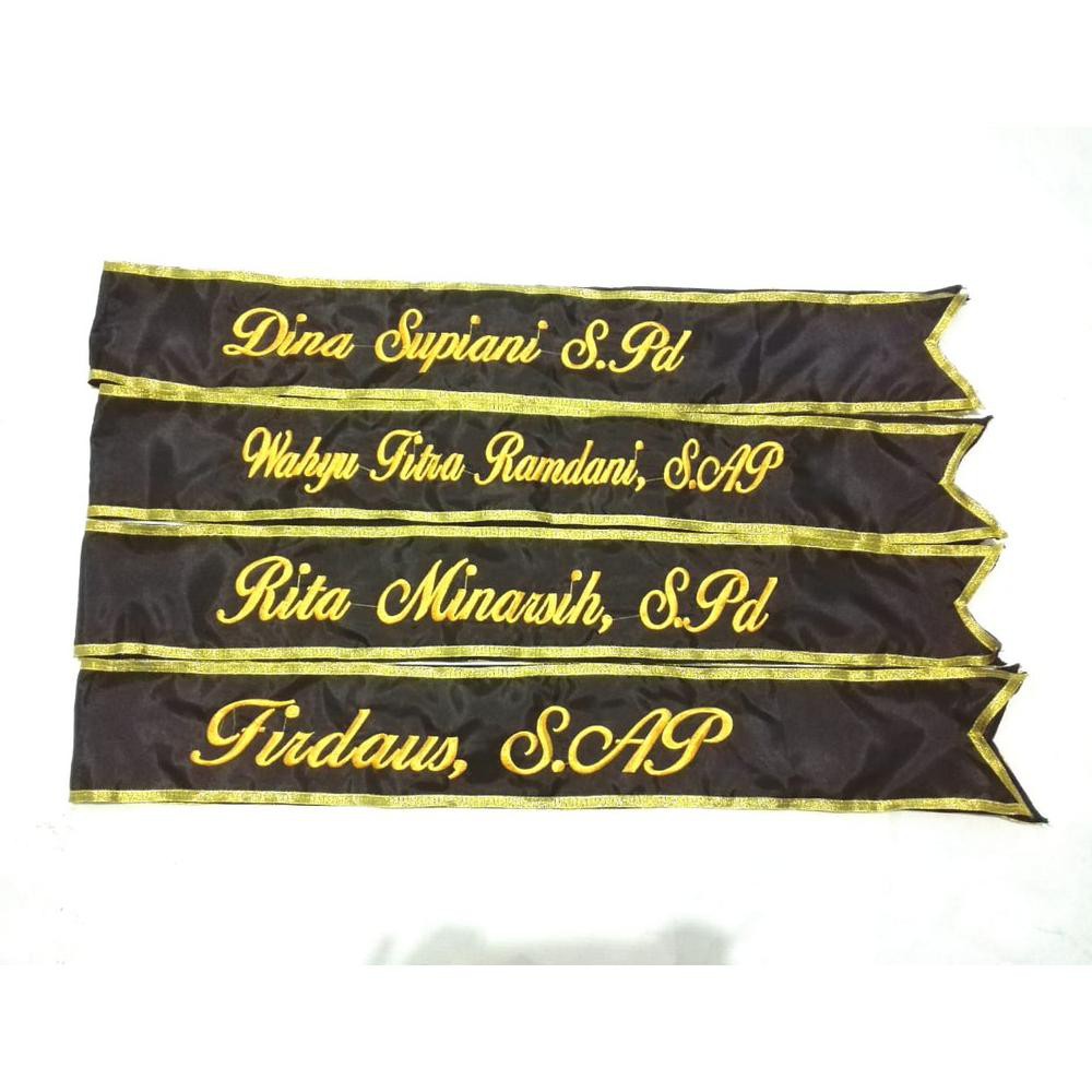 selempang wisuda bordir komputer satin