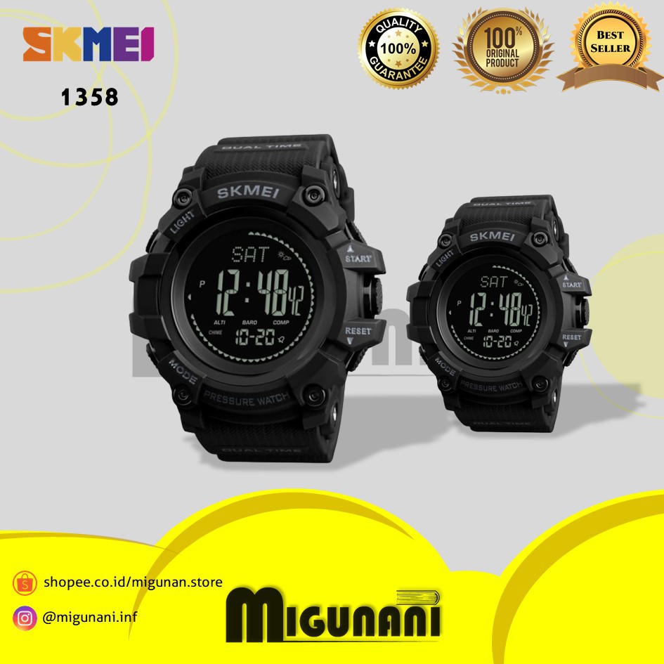 JAM TANGAN SKMEI PRIA OUTDOOR ALTIMETER THERMOMETER ORIGINAL TAHAN AIR 50M - SPORT WATCH SKMEI 1358