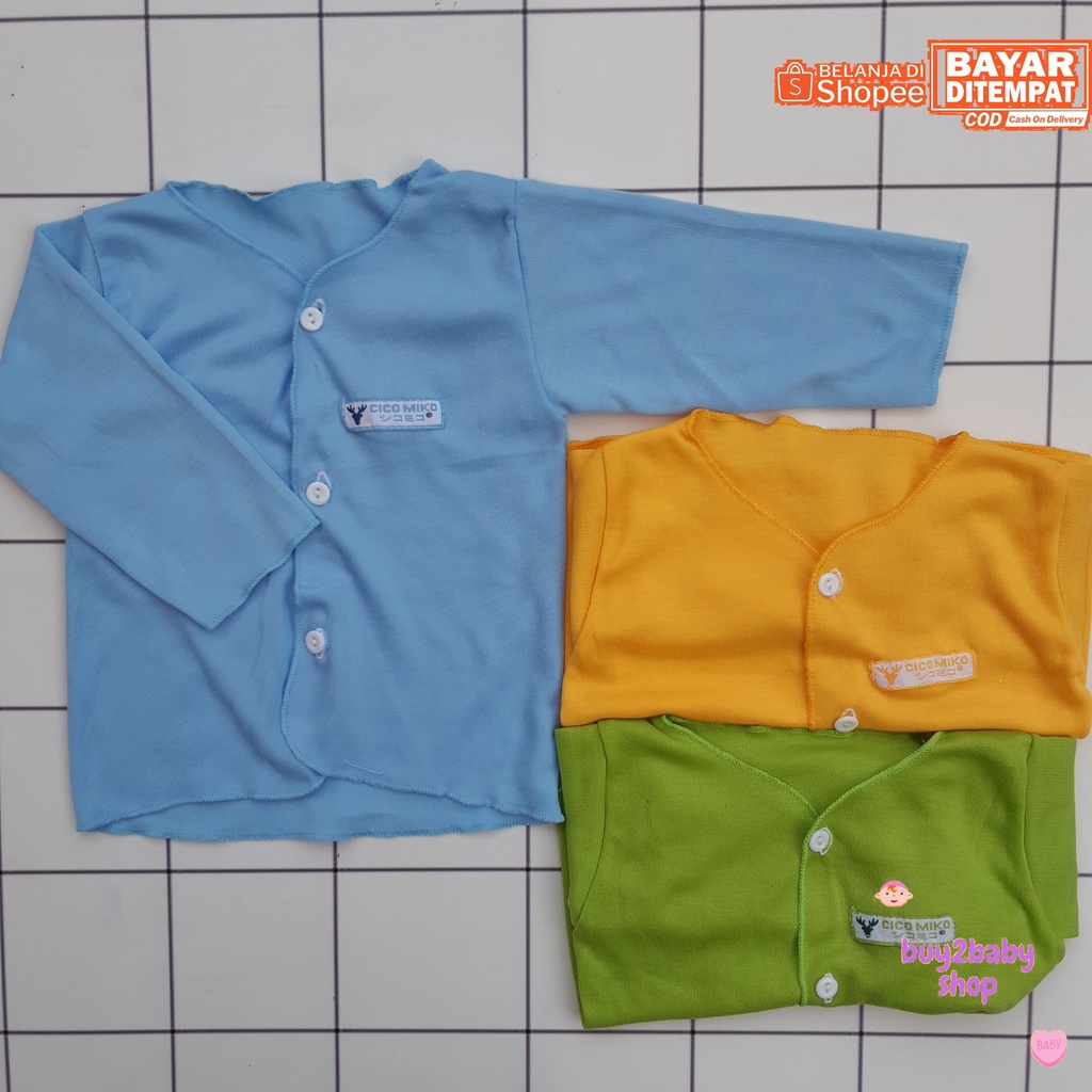 Baju bayi Piyama Cico Miko Warna Polos 0-3 Bulan isi 3 PCS