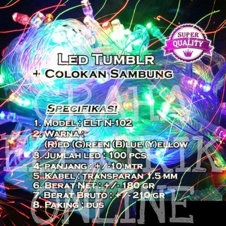  Lampu  NATAL 100 LED  Tumblr 10 Meter Warna Warni I Tumbler 