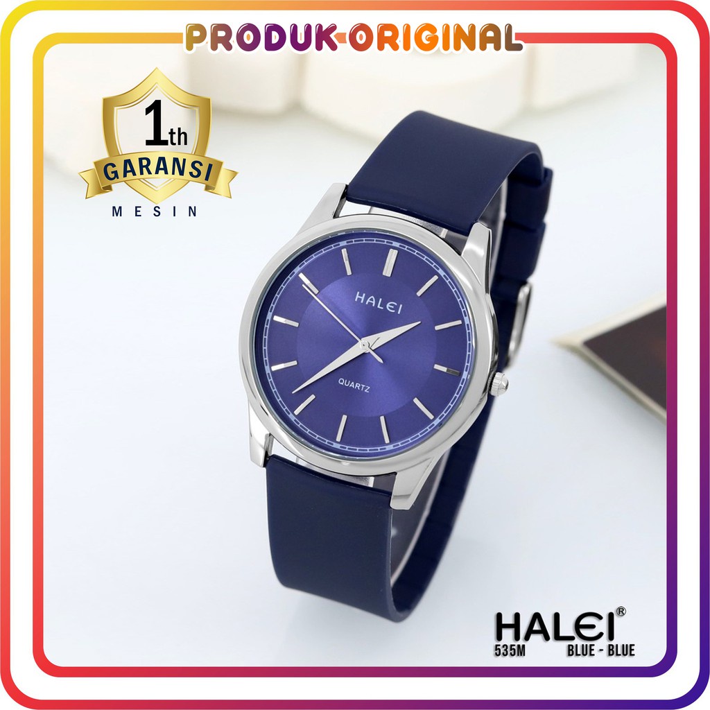 COD JAM TANGAN PRIA HALEI ORIGINAL 535 KARET WATER RESISTANT STAINLES STEEL TAHAN AIR