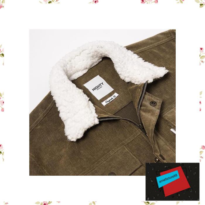 Jaket Pria parasut parka gunung HIGHTY Khaki Corduroy Sherpa IU123
