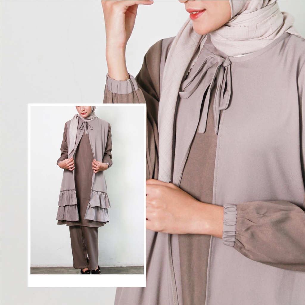 ONE SET BAJU WANITA TUNIK LENGAN PANJANG CELANA KAIN PANJANG BAJU MUSLIM AVA SET TERMURAH