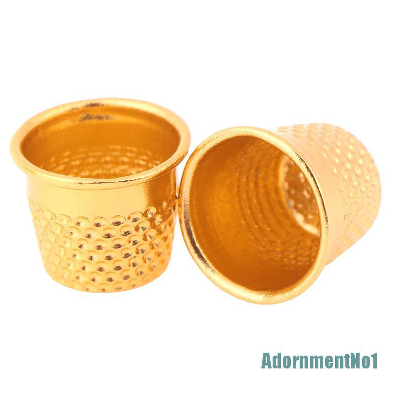 (AdornmentNo1) 10pcs Pelindung Jari Bahan Metal Warna Gold Untuk Menjahit