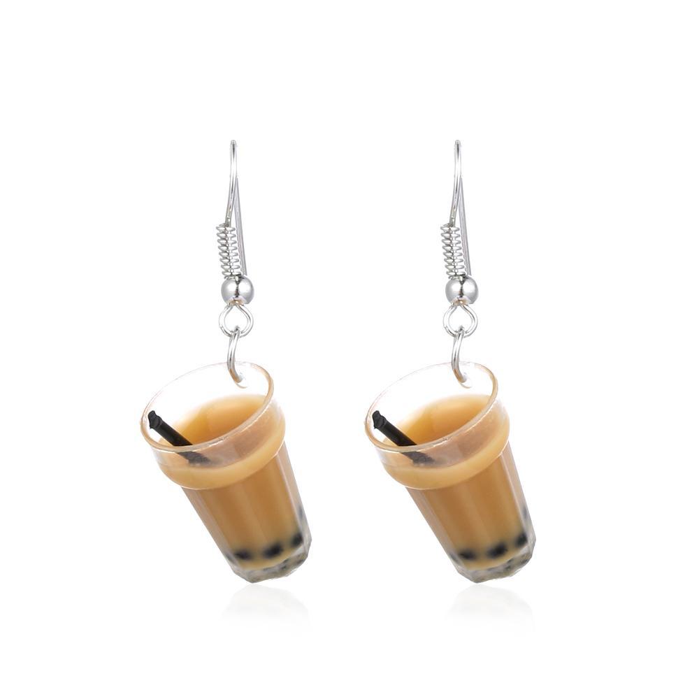 R-flower Bubble Tea Earrings Hadiah Resin Fashion Drop Menjuntai Kait