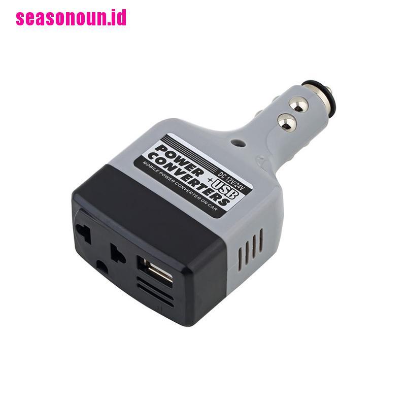 (seasonoun) Adaptor Converter Inverter DC 12V / 24V Ke AC 220V Untuk Mobil