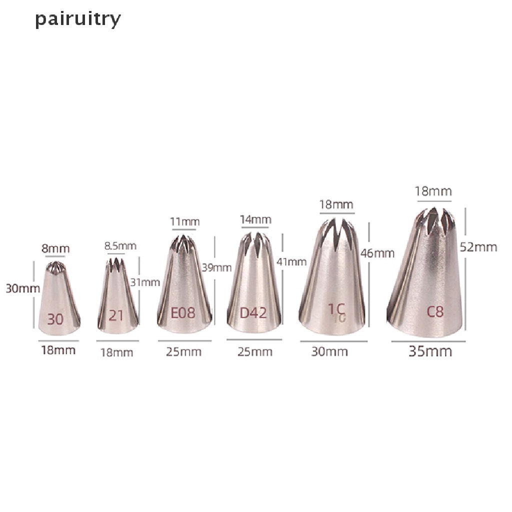 5pcs / Set Nozzle Icing Piping Untuk Dekorasi Kue