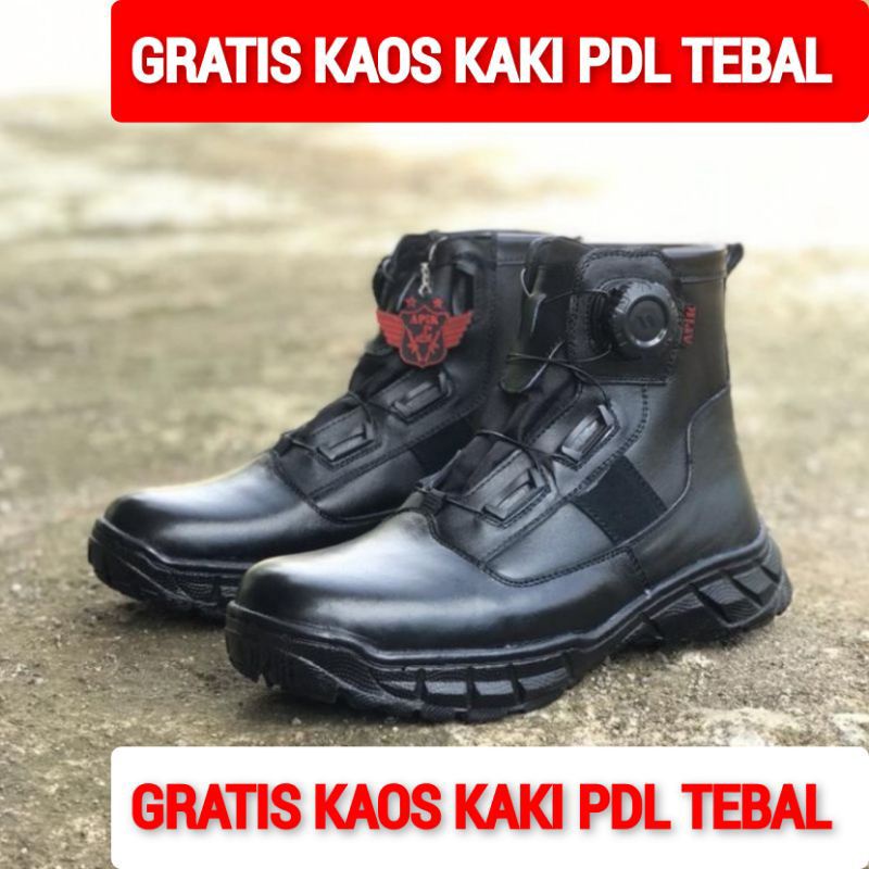 SEPATU PDL TALI PUTAR MIDTREX PENDEK MERK APIK KULIT SAPI ASLI SEPATU PDL TNI POLRI SECURITY SEPATU 